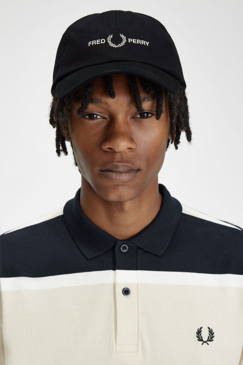 Fred Perry Graphic Branded Twill Men\'s Caps Black Warm Grey | AOQSY1075