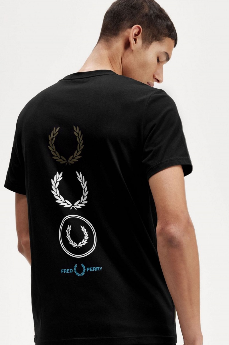 Fred Perry Graphic Branding Men's T-Shirt Black | ADFSI4182