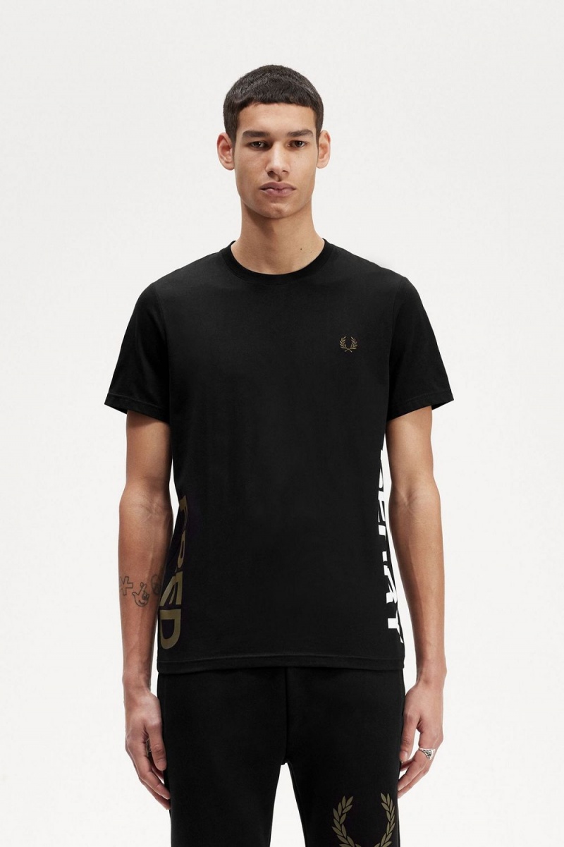 Fred Perry Graphic Branding Men\'s T-Shirt Black | ADFSI4182