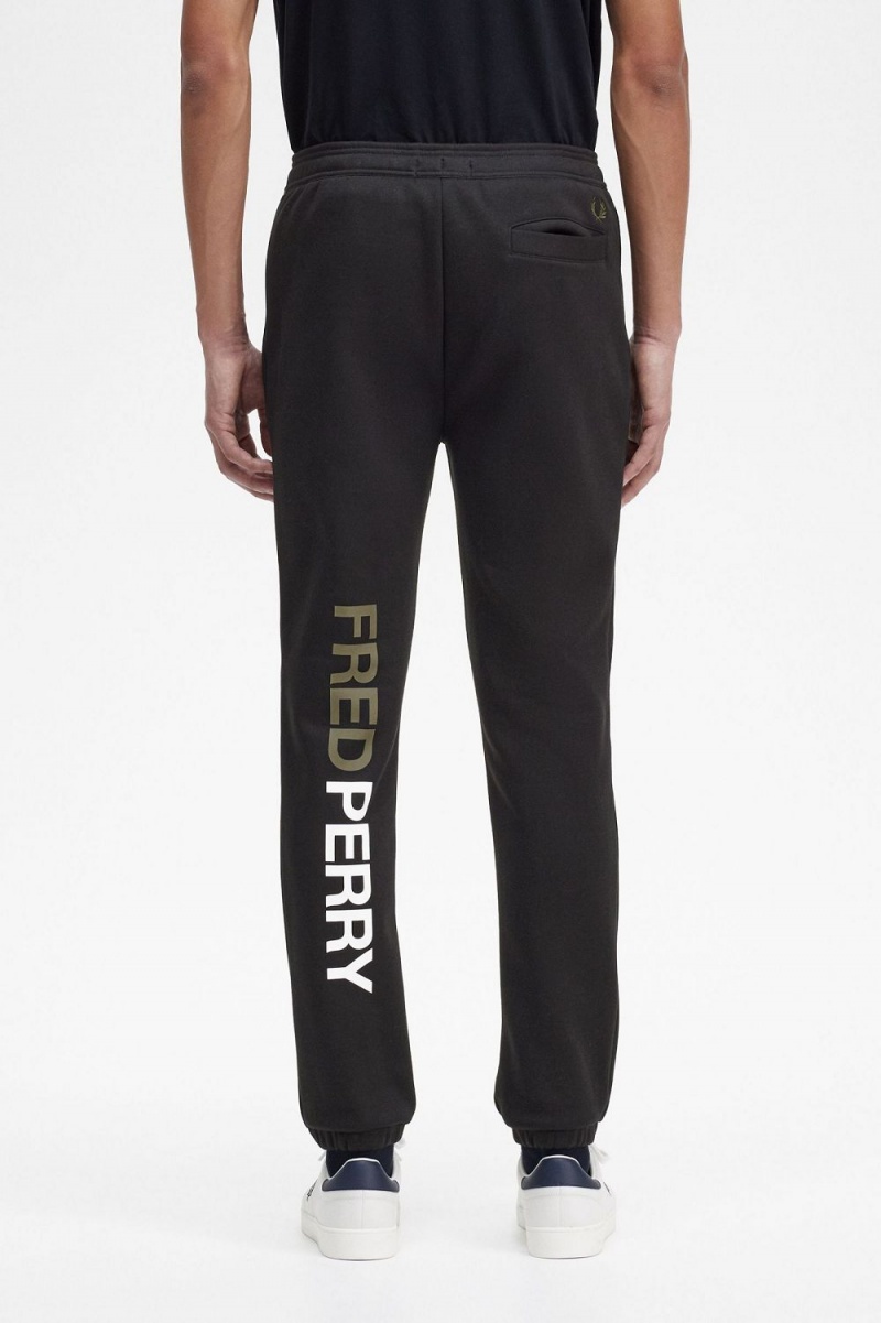 Fred Perry Graphic Branding Sweat Men's Pants Black | TKRMX0517