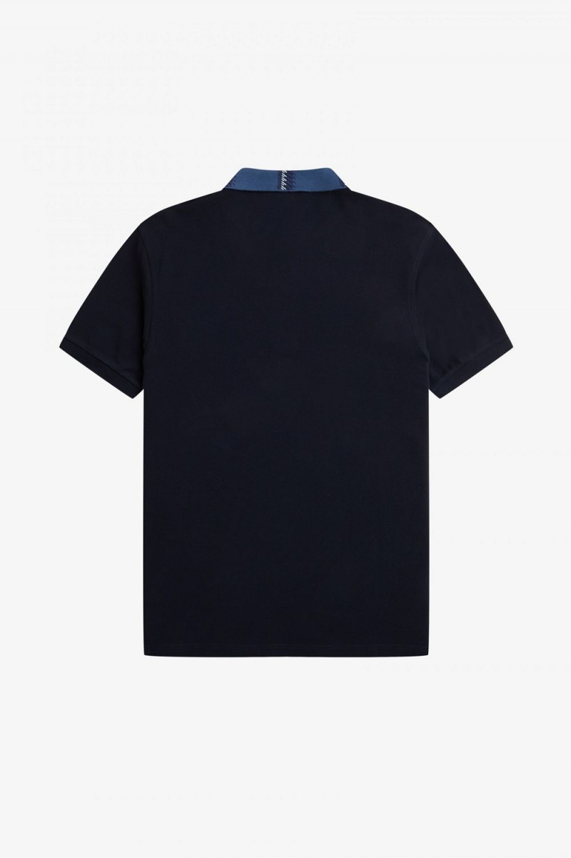 Fred Perry Graphic Collar Men's Polo Shirt Navy | EHMRG2956