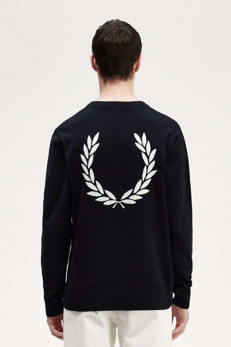 Fred Perry Graphic Laurel Wreath Men's Jumper Black | IHLBP0234