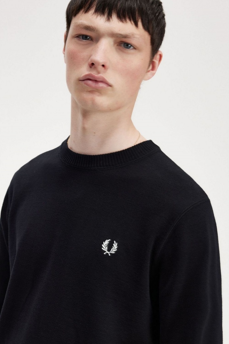 Fred Perry Graphic Laurel Wreath Men's Jumper Black | IHLBP0234