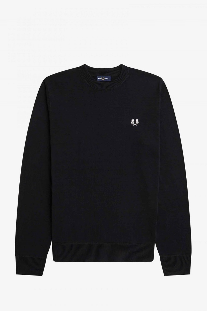 Fred Perry Graphic Laurel Wreath Men's Jumper Black | IHLBP0234