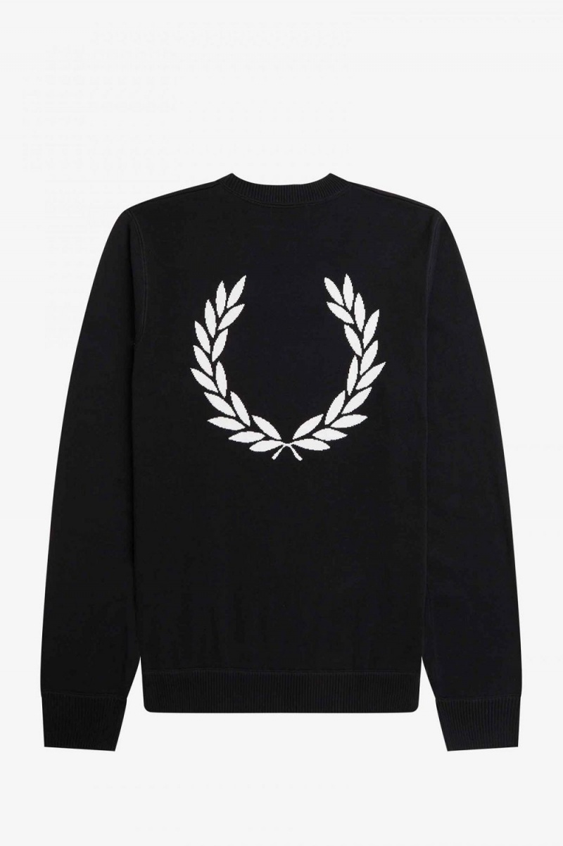 Fred Perry Graphic Laurel Wreath Men's Jumper Black | IHLBP0234