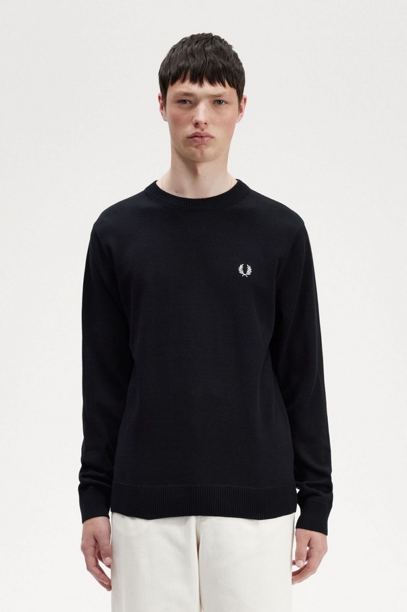 Fred Perry Graphic Laurel Wreath Men\'s Jumper Black | IHLBP0234