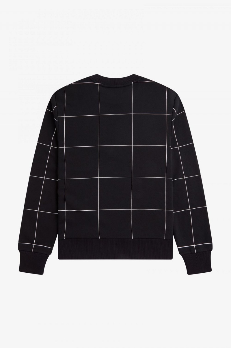 Fred Perry Grid Detail Men's Sweatshirts Black | RJFDA5273