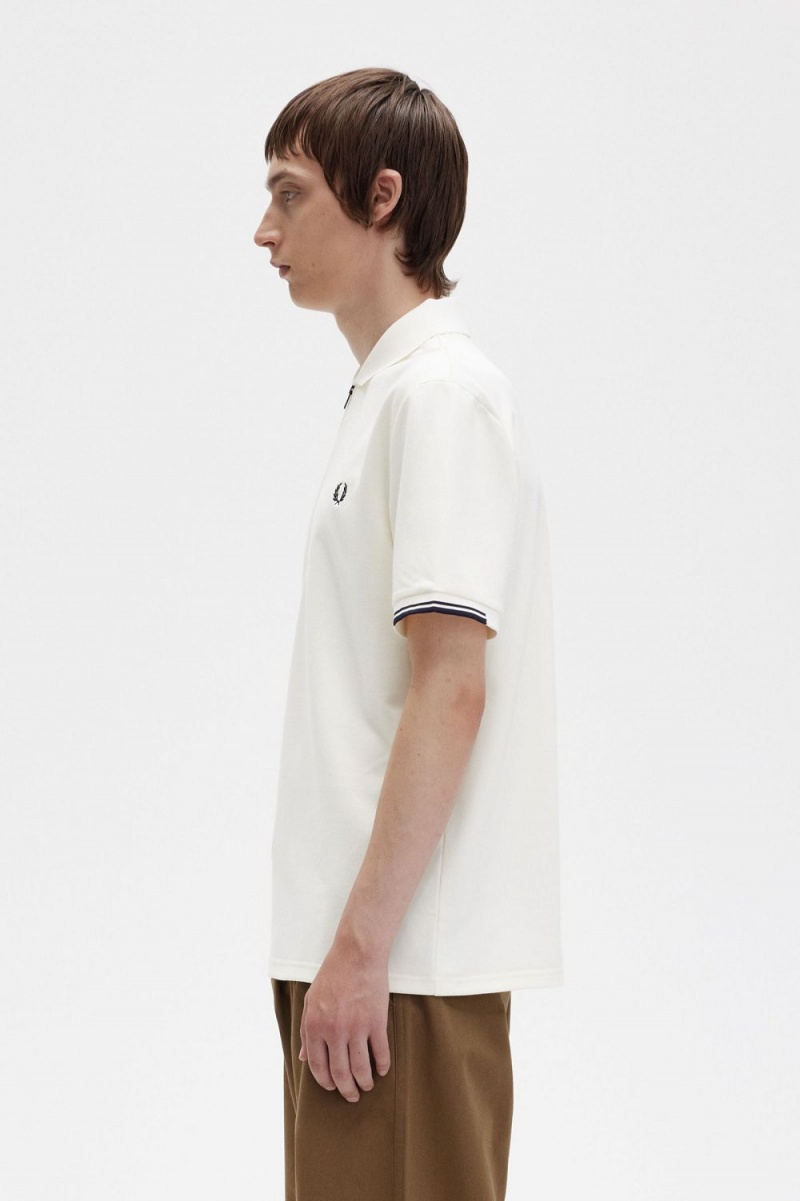 Fred Perry Half Zip Men's Polo Shirt Beige | BOQYU3270