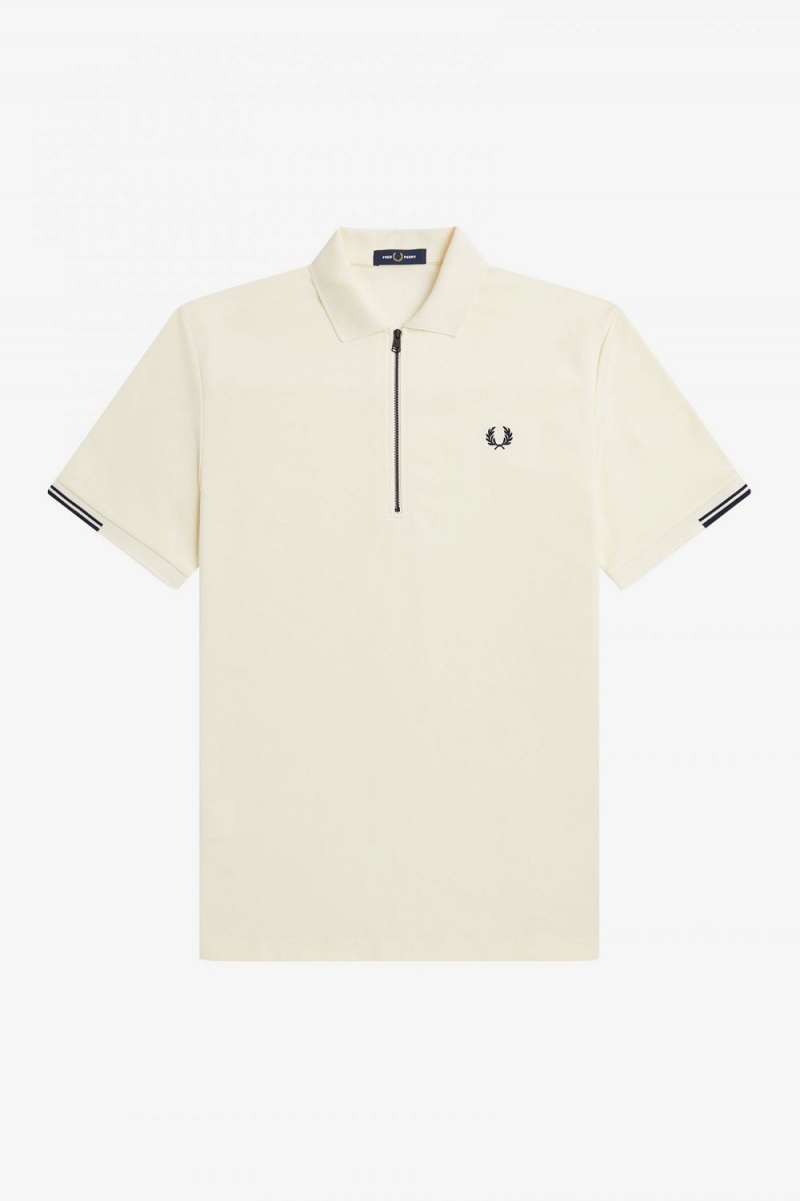 Fred Perry Half Zip Men's Polo Shirt Beige | BOQYU3270