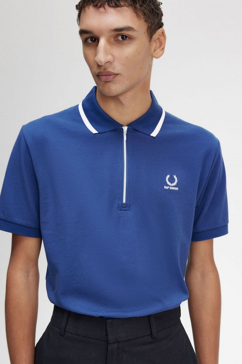 Fred Perry Half Zip Men's Polo Shirt Royal Blue | SHNYM1947