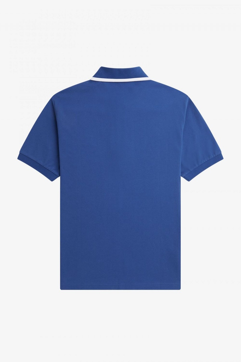 Fred Perry Half Zip Men's Polo Shirt Royal Blue | SHNYM1947