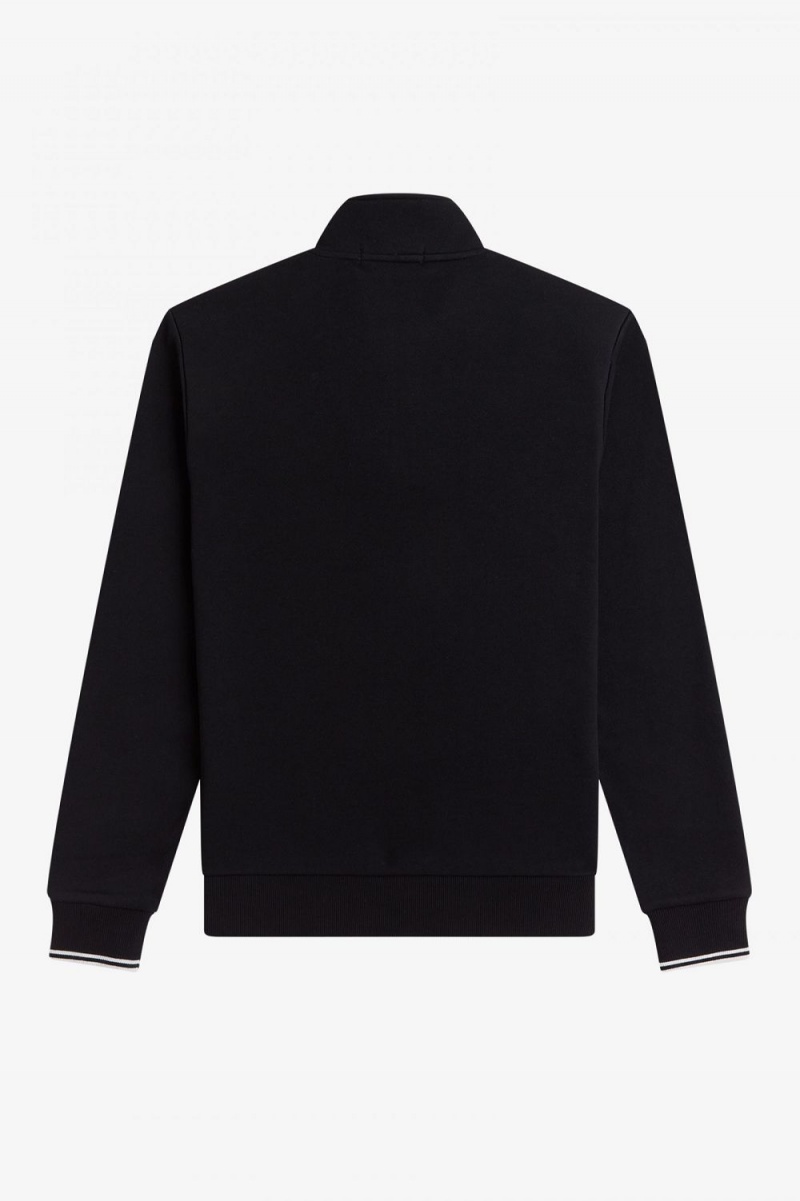 Fred Perry Half Zip Men's Sweatshirts Black | LXZRO6421