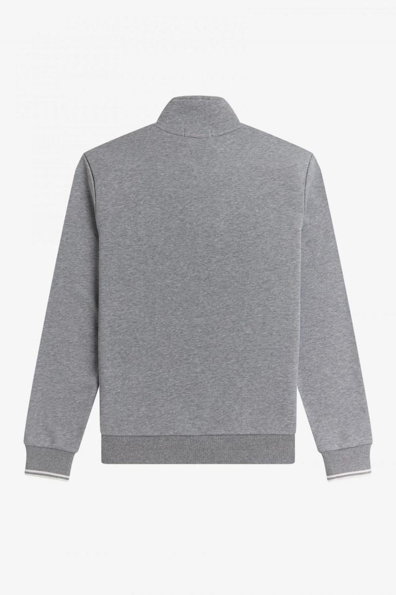 Fred Perry Half Zip Men's Sweatshirts Grey | QORWK5897