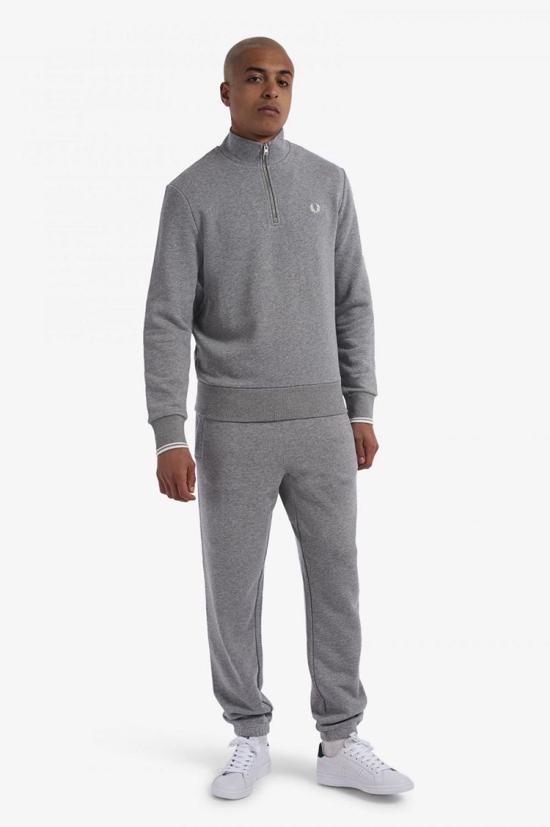 Fred Perry Half Zip Men's Sweatshirts Grey | QORWK5897