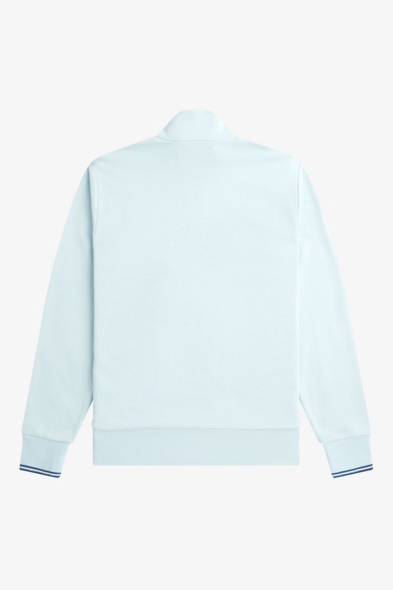 Fred Perry Half Zip Men's Sweatshirts Light Aqua Midnight Blue | QMWVD5136