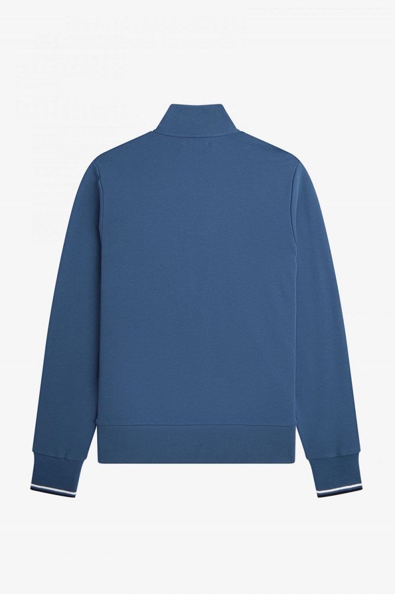 Fred Perry Half Zip Men's Sweatshirts Midnight Blue | ZXGWN0631