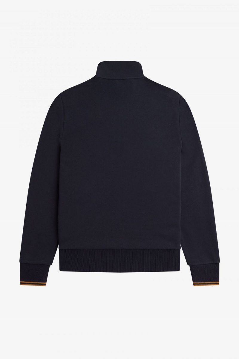 Fred Perry Half Zip Men's Sweatshirts Navy Dark Coffee | KADUN1058