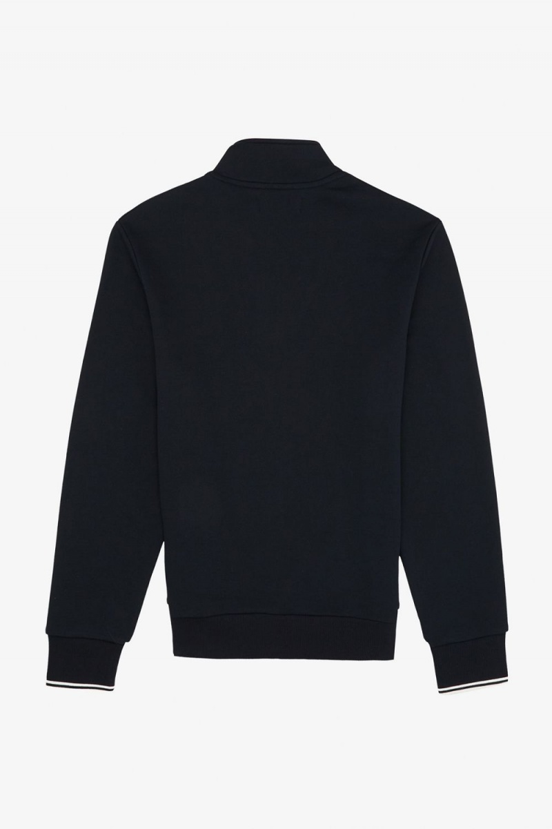 Fred Perry Half Zip Men's Sweatshirts Navy | NYRHV1529