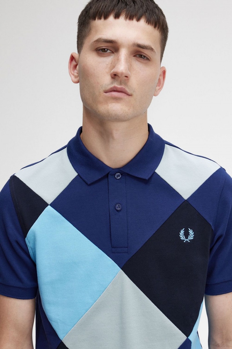 Fred Perry Harlequin Men's Polo Shirt French Navy | GPFKB1620