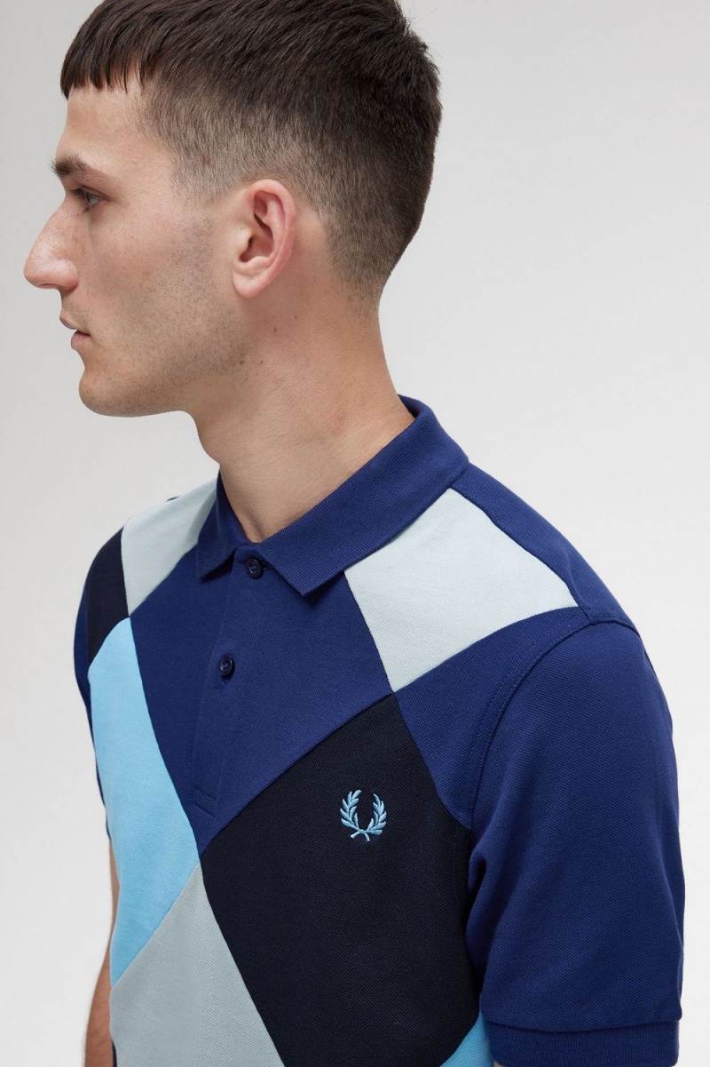 Fred Perry Harlequin Men's Polo Shirt French Navy | GPFKB1620