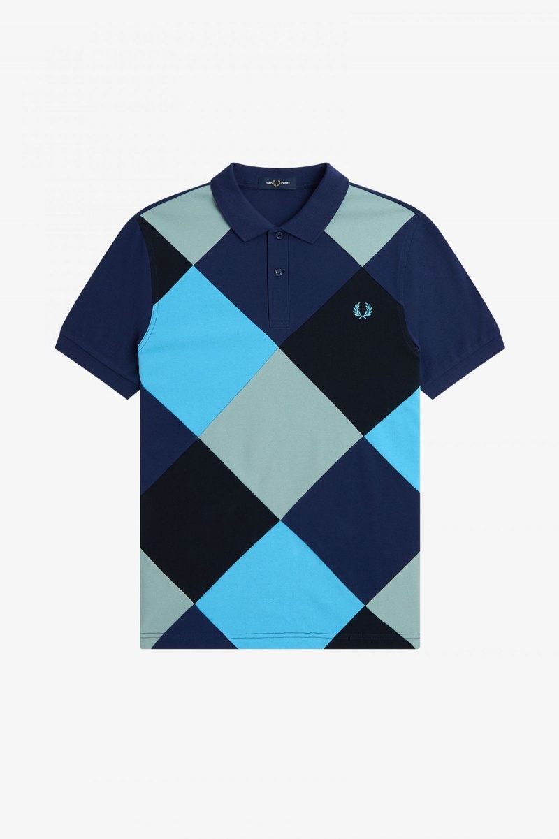 Fred Perry Harlequin Men's Polo Shirt French Navy | GPFKB1620