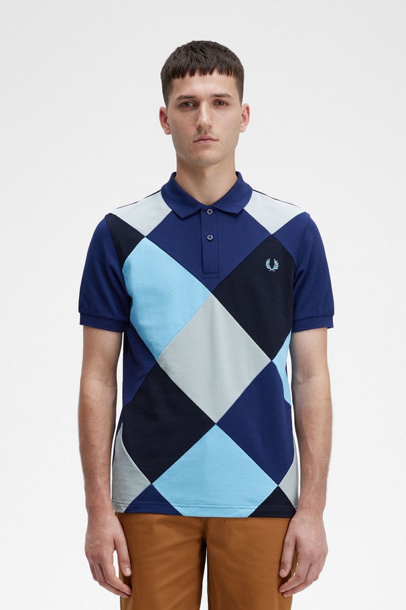 Fred Perry Harlequin Men\'s Polo Shirt French Navy | GPFKB1620