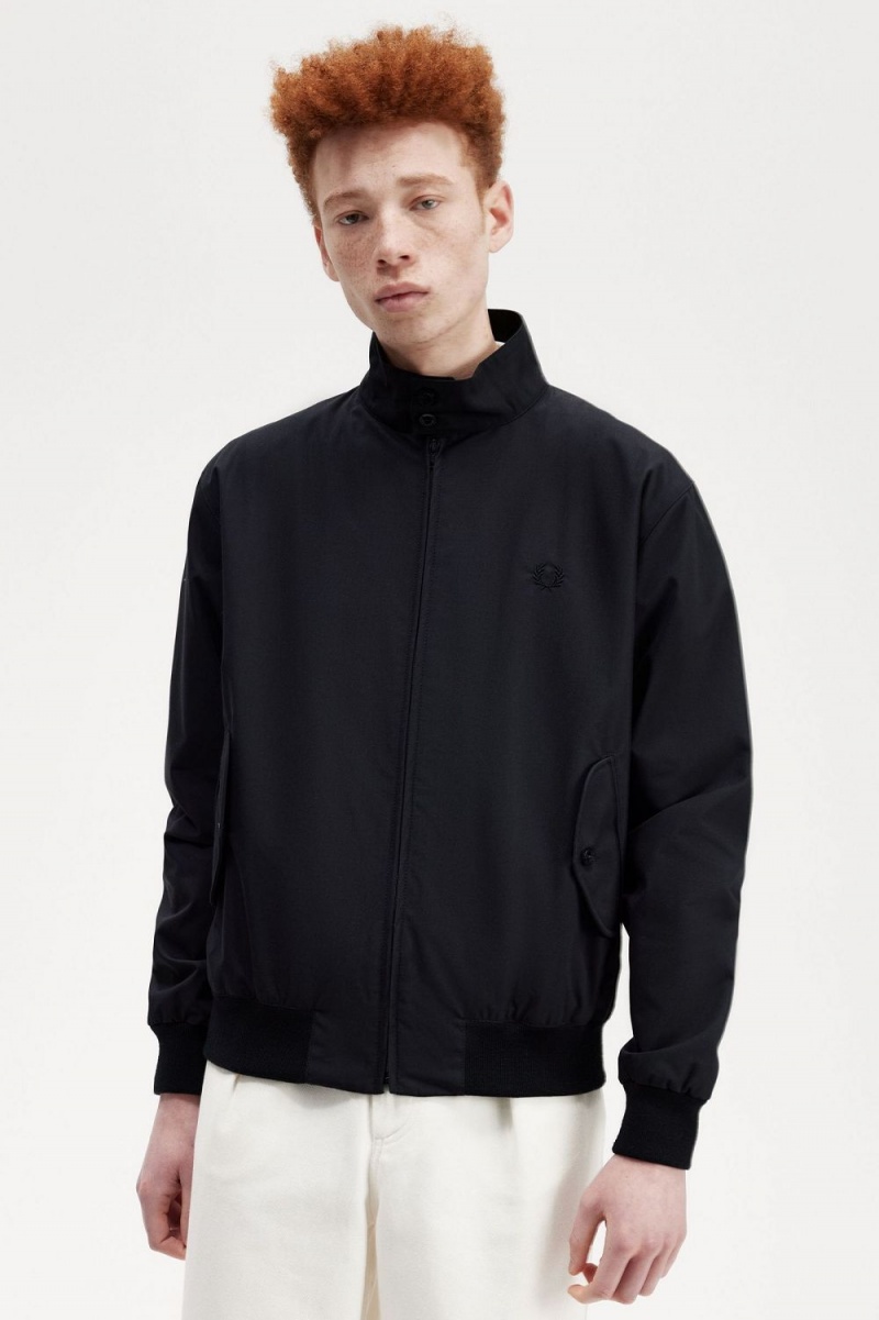 Fred Perry Harrington Men's Jackets Black | KHXDV5432