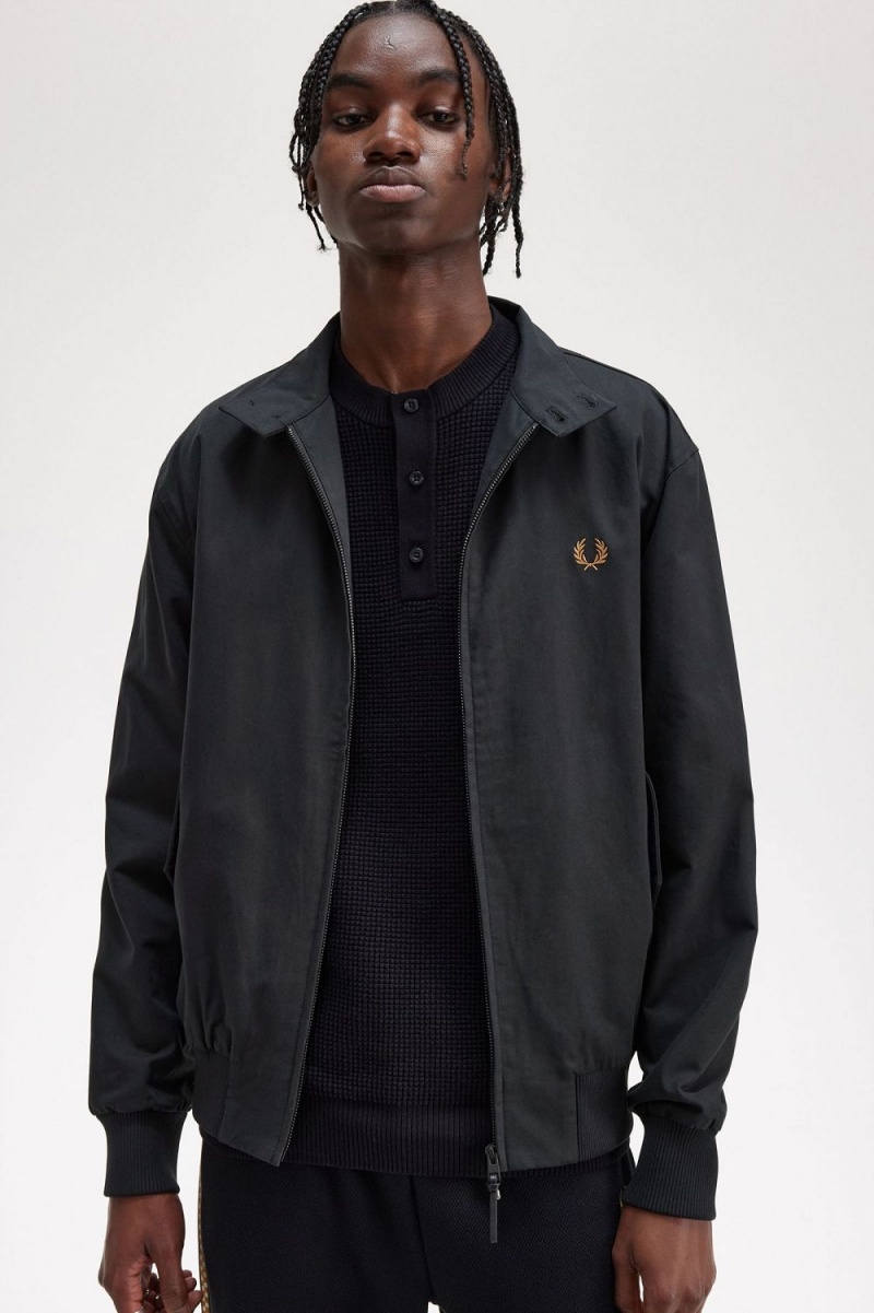 Fred Perry Harrington Men's Jackets Black | UVYIC3784