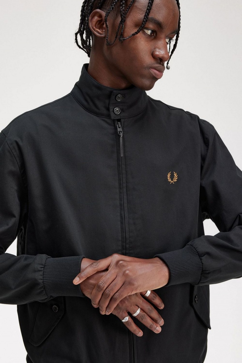 Fred Perry Harrington Men's Jackets Black | UVYIC3784