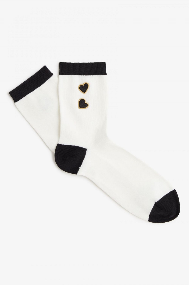 Fred Perry Heart Women's Socks Snow White | OEGUA7908