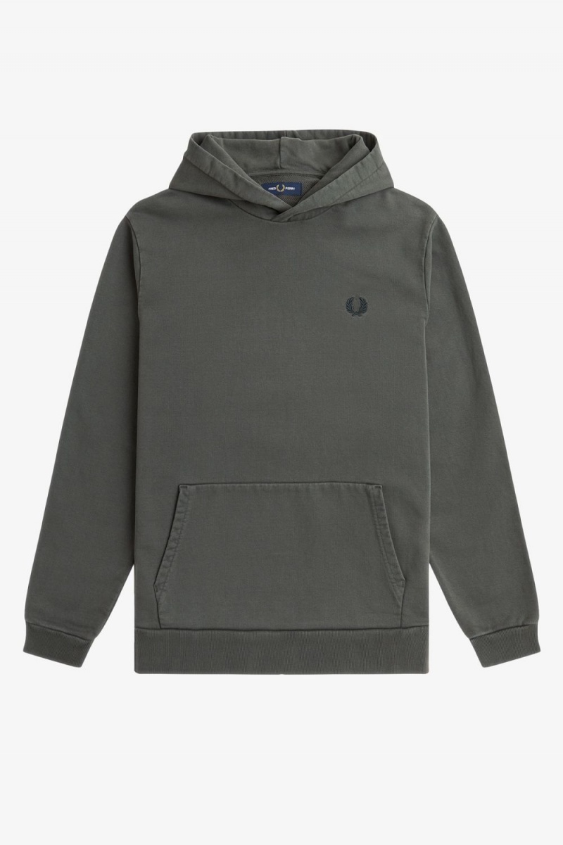 Fred Perry Heavyweight Hooded Men's Sweatshirts Field Green | MTNOZ8954