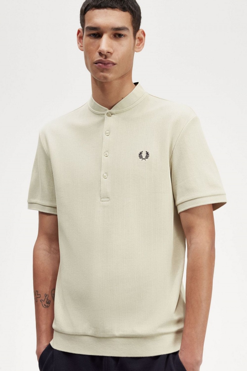 Fred Perry Henley Men's Polo Shirt Light Mint | FTIHL2718