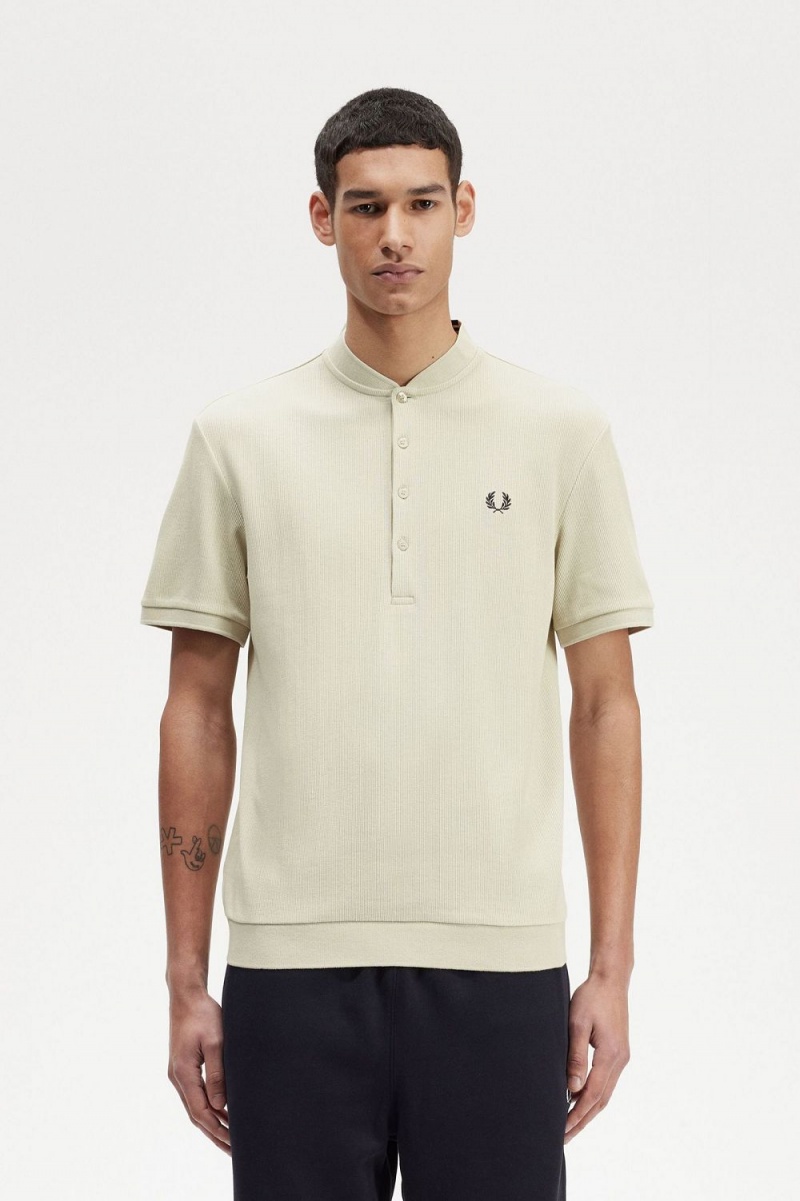 Fred Perry Henley Men\'s Polo Shirt Light Mint | FTIHL2718