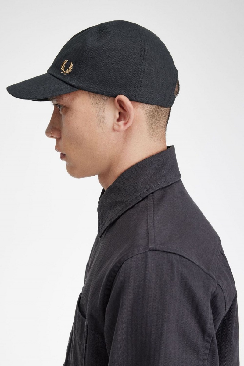 Fred Perry Herringbone Men's Caps Anchor Grey | UFNSX1842