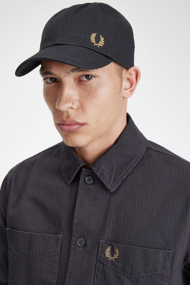 Fred Perry Herringbone Men's Caps Anchor Grey | UFNSX1842