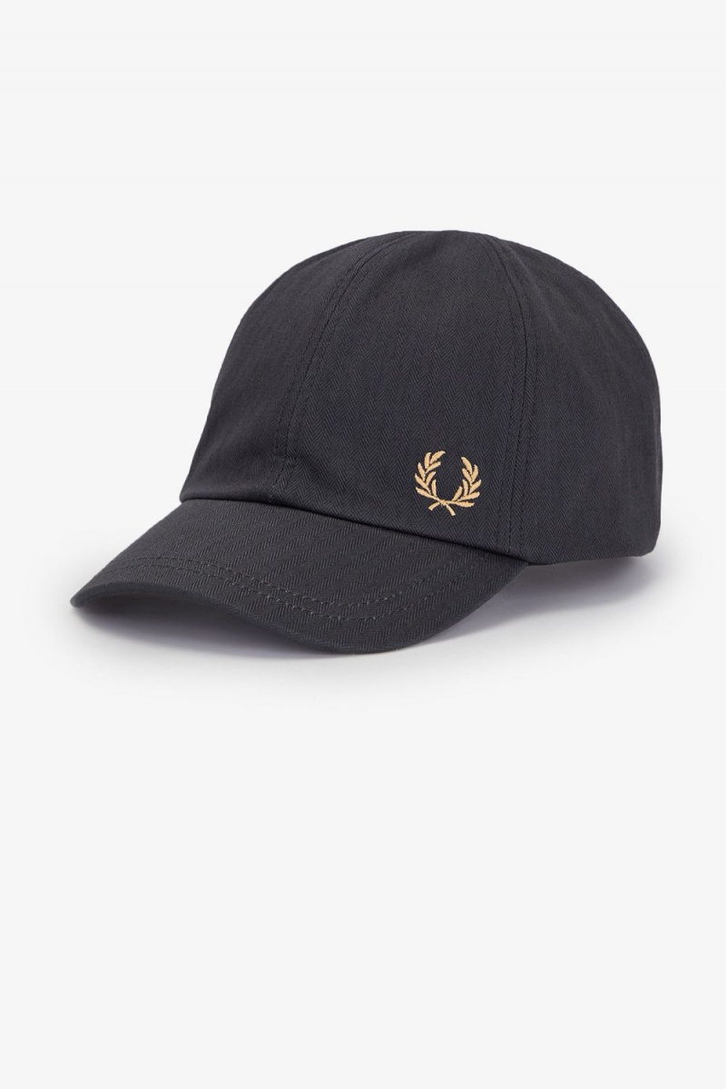 Fred Perry Herringbone Men's Caps Anchor Grey | UFNSX1842