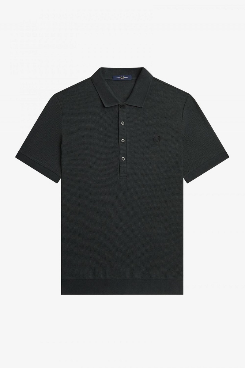 Fred Perry Honeycomb Cotton Men's Polo Shirt Night Green | DYBTA9328