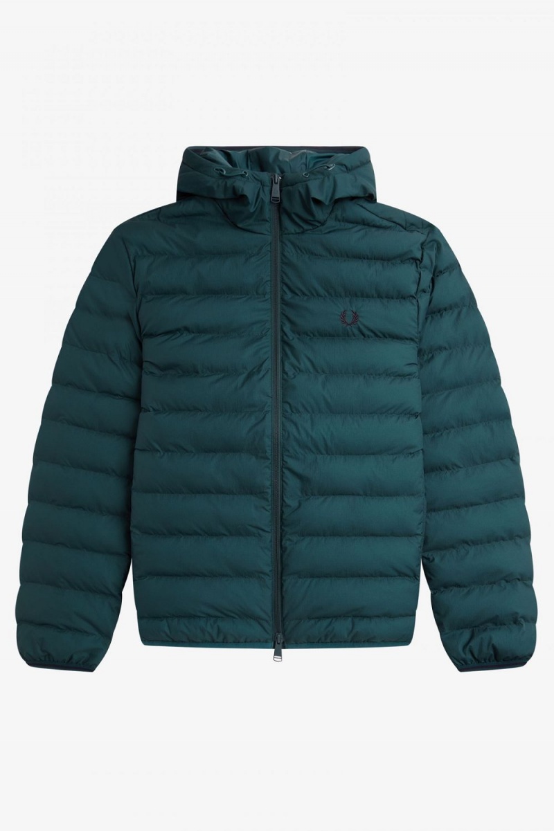 Fred Perry Hooded Insulated Men's Jackets Petrol Blue | YPOAF7842