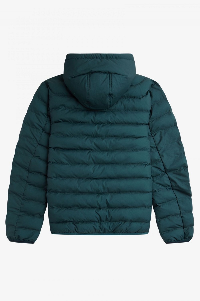 Fred Perry Hooded Insulated Men's Jackets Petrol Blue | YPOAF7842