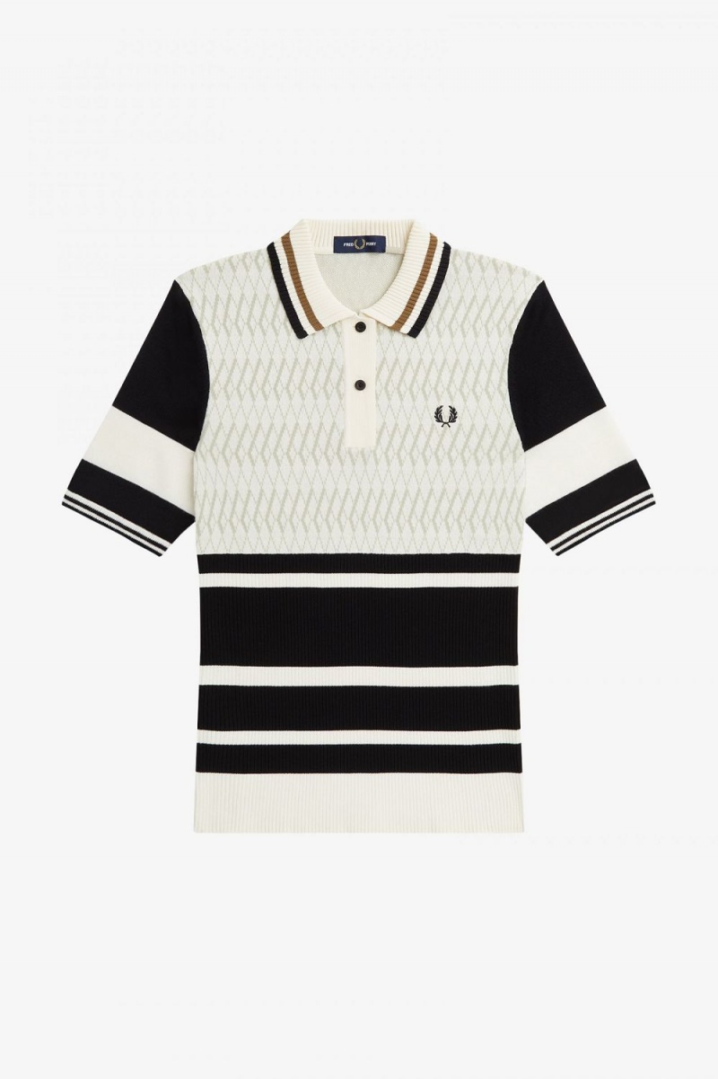 Fred Perry Jacquard Knitted Women's Shirt Beige | URBIZ1695