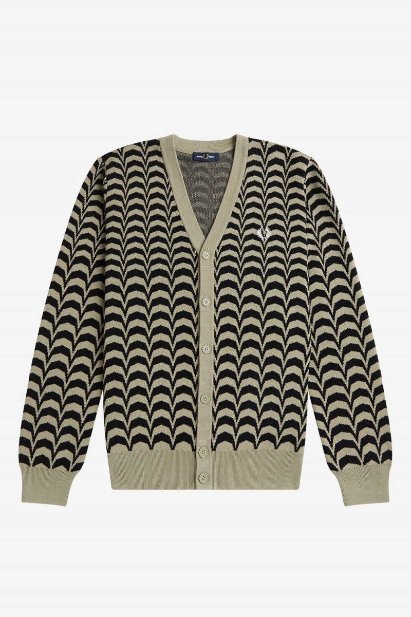 Fred Perry Jacquard Men's Cardigan Warm Grey | AVDFY4061