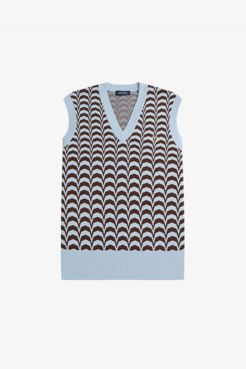 Fred Perry Jacquard Men's Tanks Turquoise | FYPQD6412