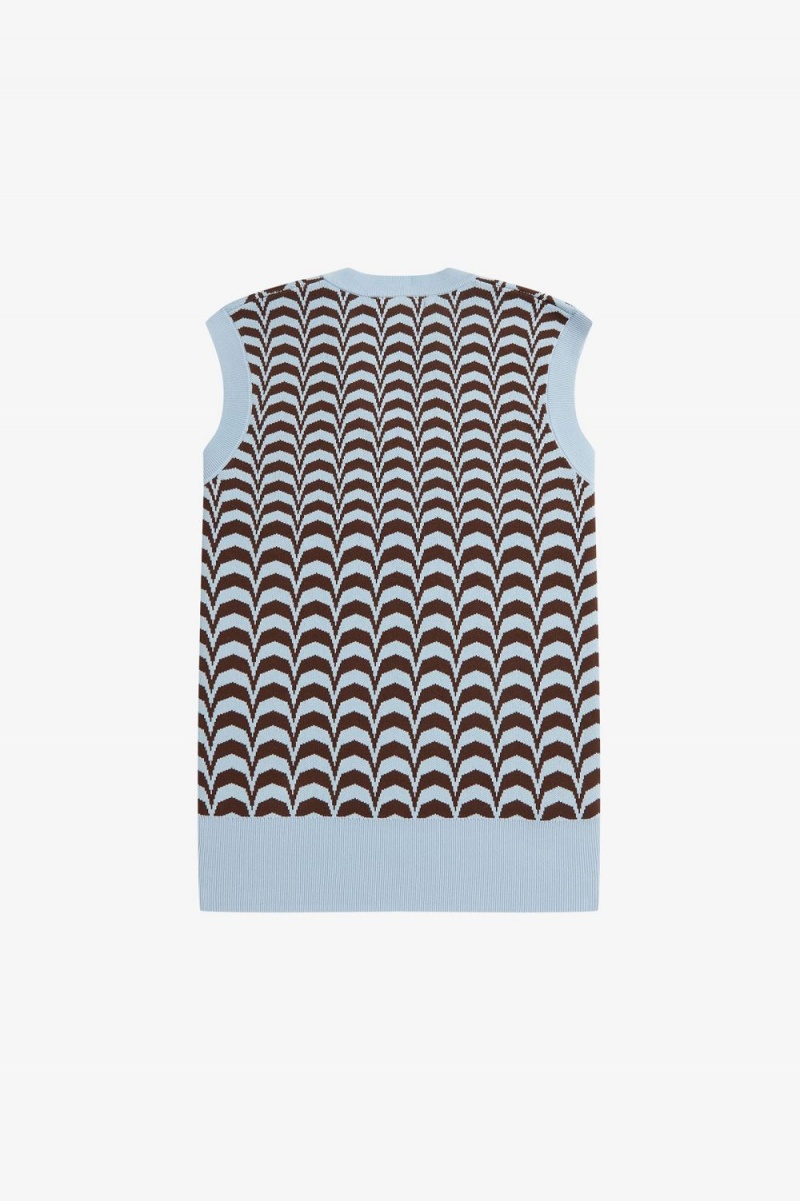 Fred Perry Jacquard Men's Tanks Turquoise | FYPQD6412