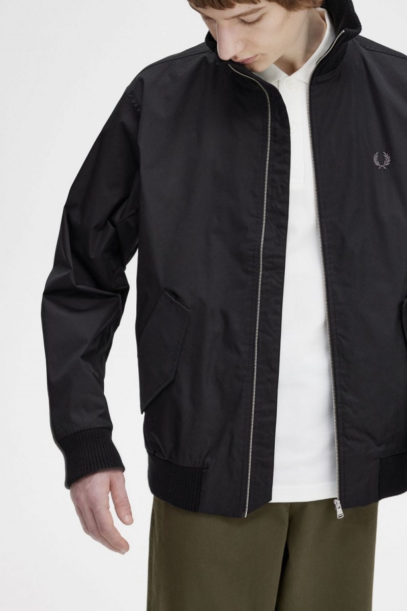 Fred Perry Knitted Rib Tennis Bomber Men's Jackets Black | GLPWS5913