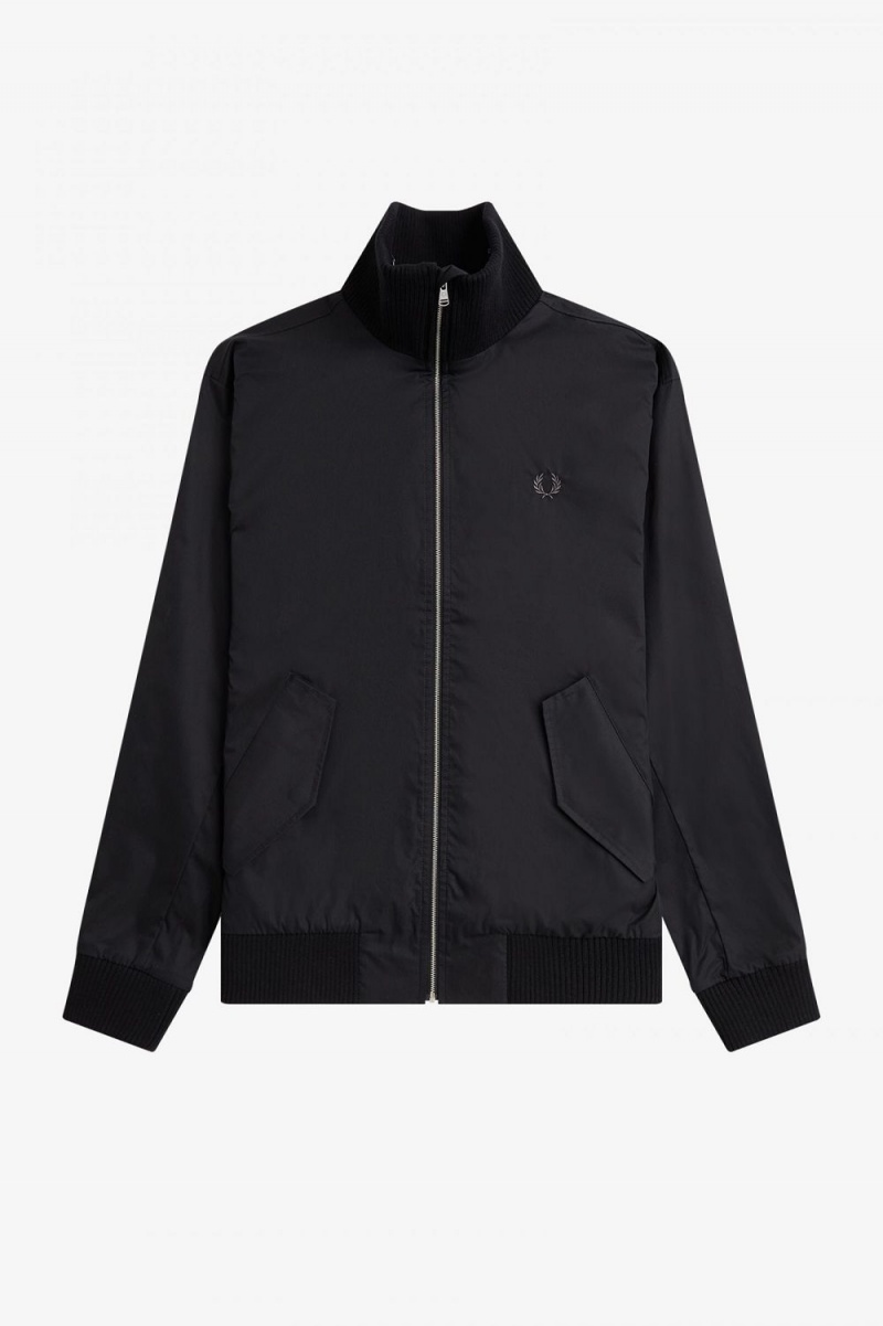 Fred Perry Knitted Rib Tennis Bomber Men's Jackets Black | GLPWS5913