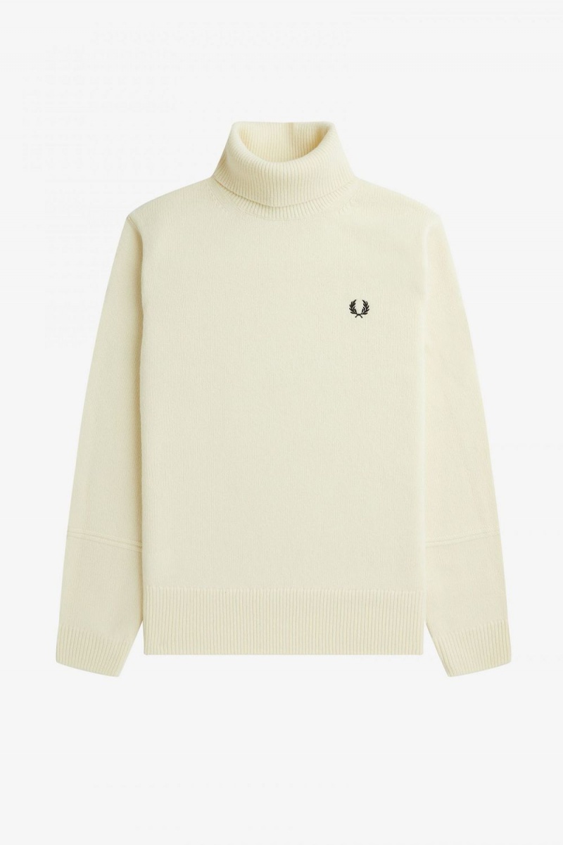 Fred Perry Knitted Roll Neck Men's Jumper Beige | VUJLQ3016