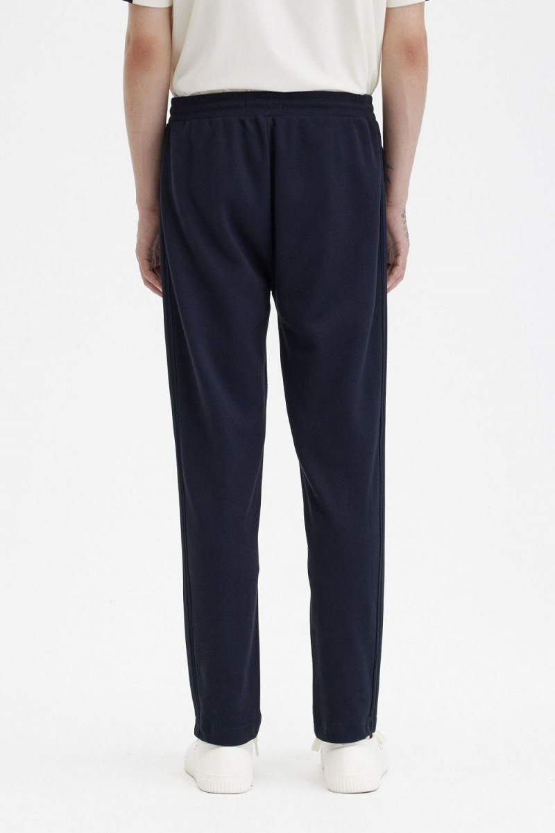 Fred Perry Knitted Taped Track Men's Pants Navy | QYFUN6842