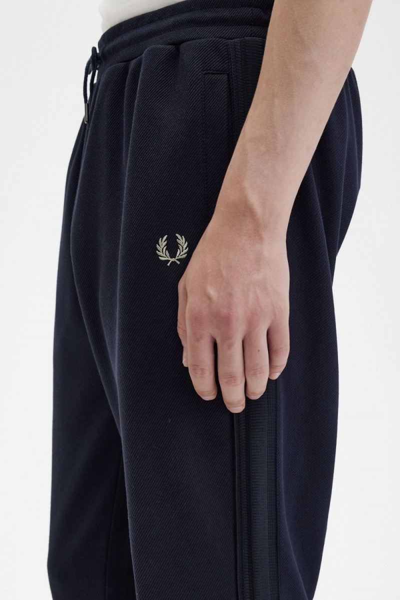 Fred Perry Knitted Taped Track Men's Pants Navy | QYFUN6842