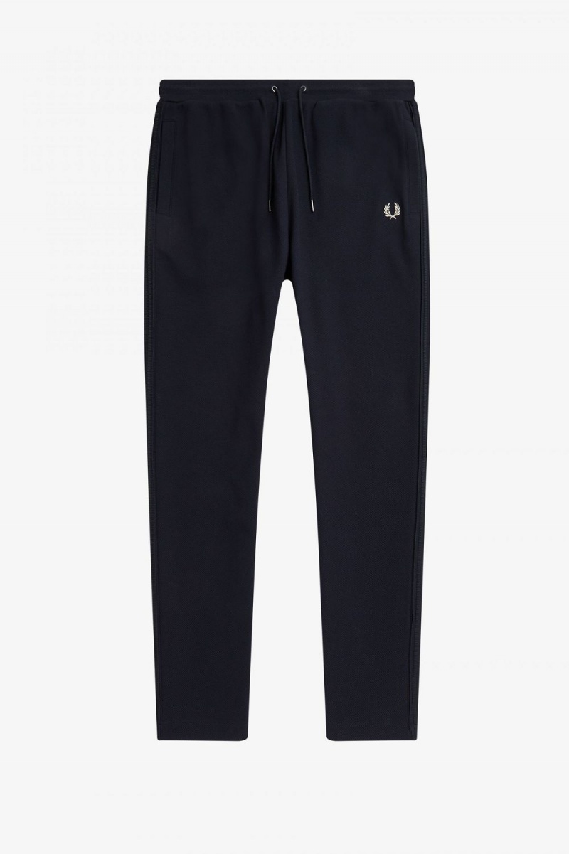 Fred Perry Knitted Taped Track Men's Pants Navy | QYFUN6842