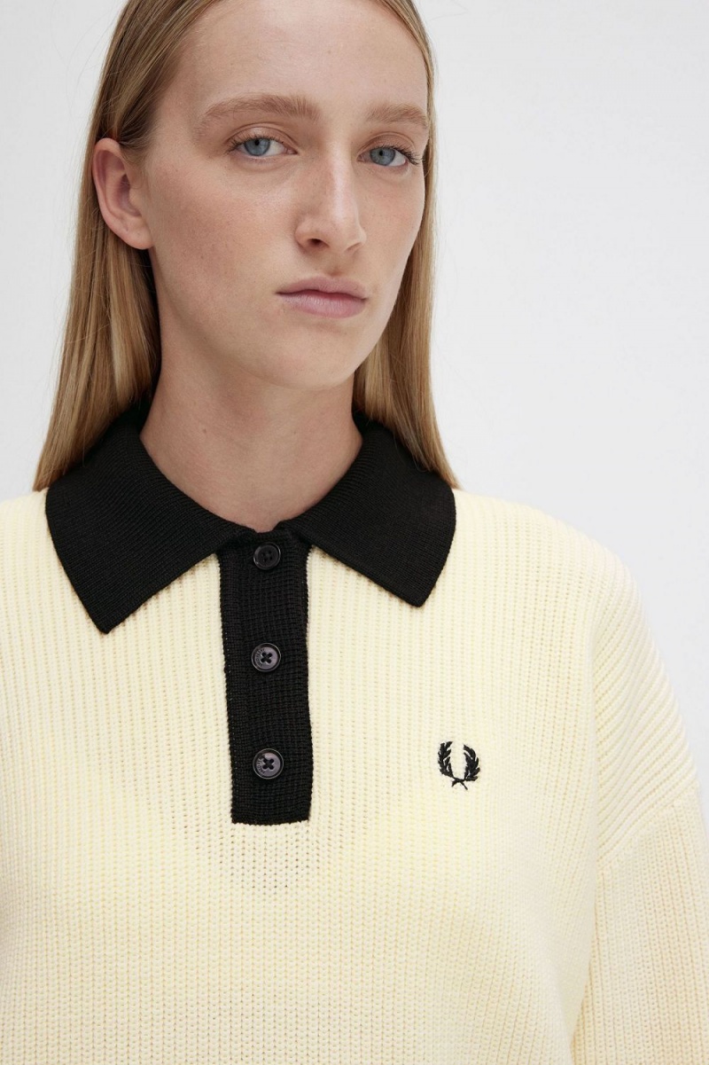 Fred Perry Knitted Women's Shirt Beige | UQCFE5382